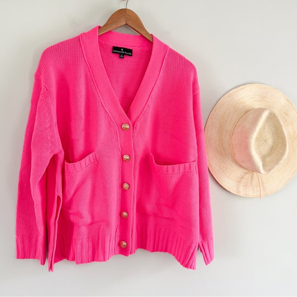 Tuckernuck | Pomander Place |  Slone Hot Pink Oversized Cardigan Sweater Size XS